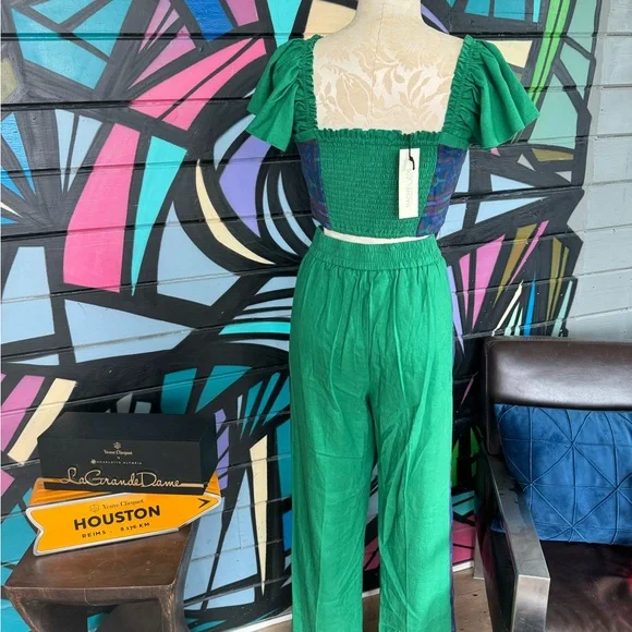 NWT Rachel Zoe Set!! GREEN! Linen, Stretchy, so cute! - Picture 5 of 15